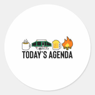 Adesivo Redondo Agenda de Hoje Camping Café Camper de Pop Up Cerve