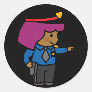 Adesivo Redondo Agente da polícia bonito da menina