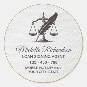 Adesivo Redondo Agente de Assinatura de Empréstimo Notarial Dourad