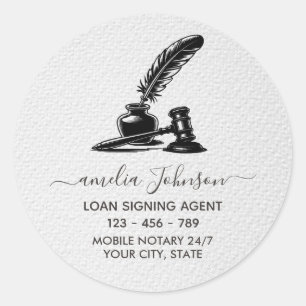 Adesivo Redondo Agente de Assinatura de Empréstimo Notarial Person