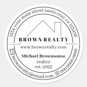 Adesivo Redondo Agente de Imóveis de Logotipo Simples da Casa