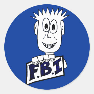 Adesivo Redondo Agente do FBI Cartoon