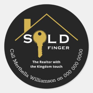 Adesivo Redondo Agente Dourado e Divertido do Finger Imobiliário