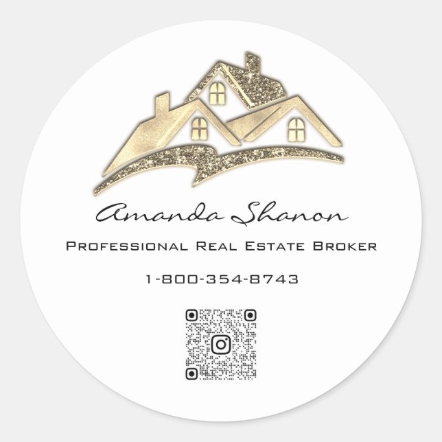 Adesivo Redondo Agente Imobiliário Agente de Agente de Ouro House  (Frente)