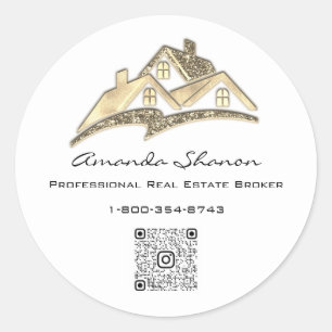 Adesivo Redondo Agente Imobiliário Agente de Agente de Ouro House 