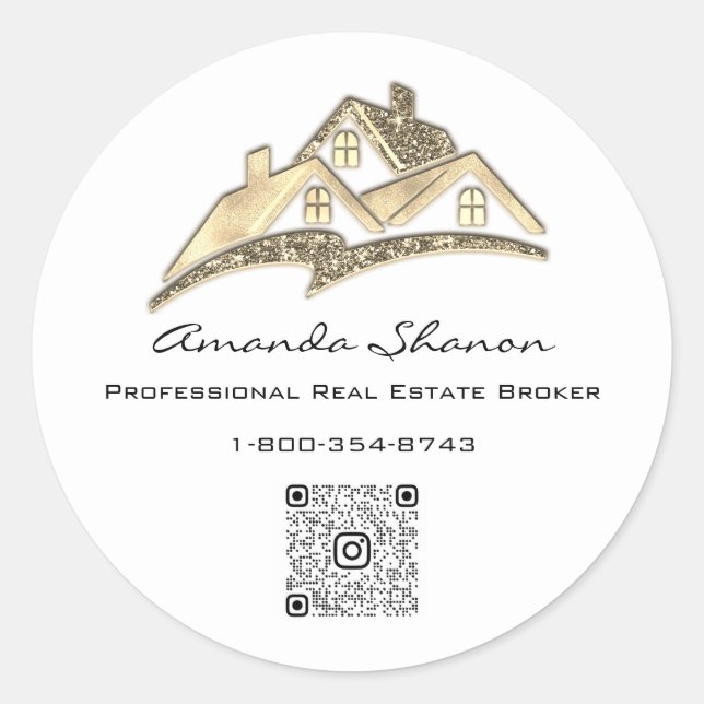 Adesivo Redondo Agente Imobiliário Agente de Agente de Ouro House  (Frente)