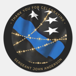 Adesivo Redondo Agente Policial aposentado Thin Blue Line Favor