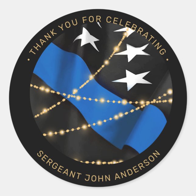 Adesivo Redondo Agente Policial aposentado Thin Blue Line Favor (Frente)