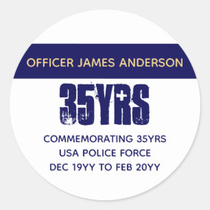 Adesivo Redondo Agente Policial aposentado Thin Blue Line Personal