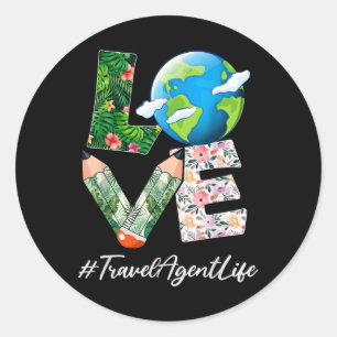 Adesivo Redondo Agente viagem Love World Earth Day Salve o planeta