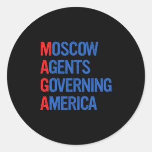 Adesivo Redondo Agentes Retro de Moscou Governando a América Anti