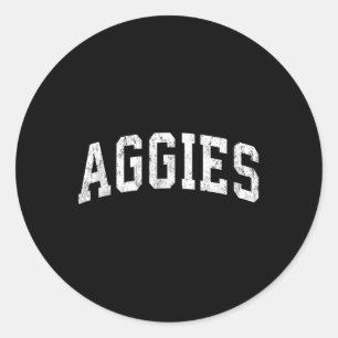 Adesivo Redondo Aggies Mascot Vintage Athletic Sports Name Design