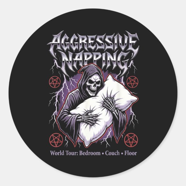Adesivo Redondo Aggressive Napng Funny Heavy Metal Grim Reaper Sle (Frente)