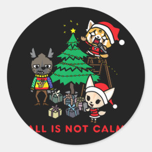 Adesivo Redondo aggretsuko não está tudo calmo no natal