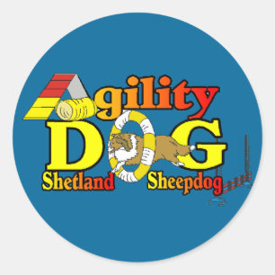Adesivo Redondo Agilidade de Sheltie do Sheepdog de Shetland