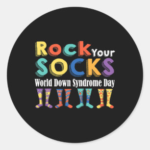 Adesivo Redondo Agite suas Meias em forma de 3-21 Trisomy 21 World