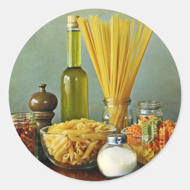 Adesivo Redondo aglio, olio e peperoncino (alho, óleo e chili) (Frente)