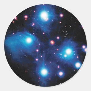 Adesivo Redondo Aglomerado de estrelas Plêiades Messier 45 Foto Es