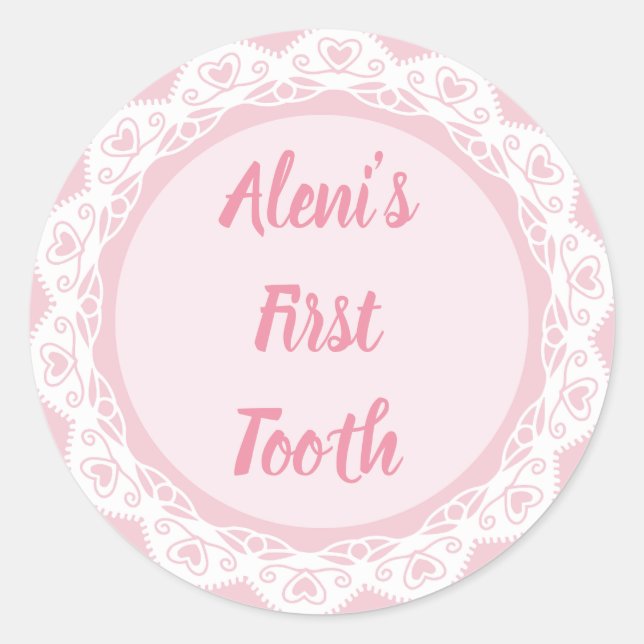 Adesivo Redondo Agra Hadig - Primeiro dente com Nome (Frente)