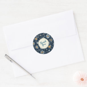 Adesivo Redondo Agradável Pele Pintada Floral Obrigado