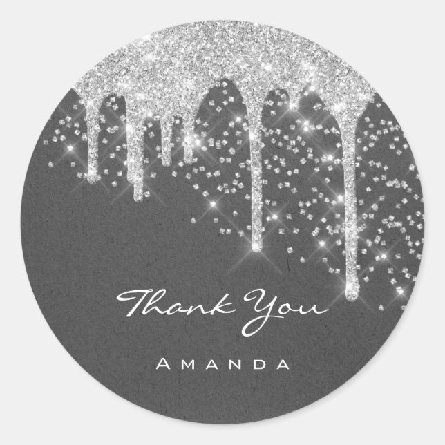 Adesivo Redondo Agradecer Doce 16º Casamento Nupcial Kraft Prata D (Frente)