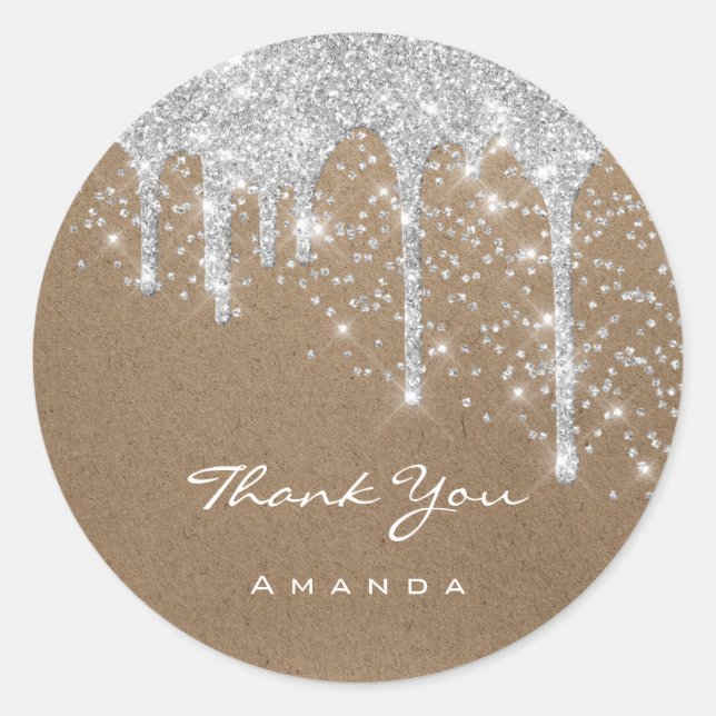 Adesivo Redondo Agradecer Dulce 16º Casamento de Noiva Papel Kraft (Frente)