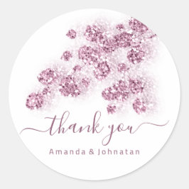 Adesivo Redondo Agradecer Noiva Sweet16th Rosa Floral Branca Eucal