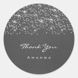 Adesivo Redondo Agradecer Nome 16º Casamento Noiva Kraft Cinza