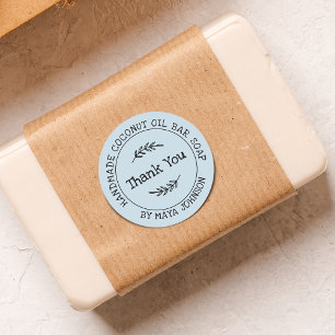 Adesivo Redondo Agradecimento Azul Country Feito à Mão