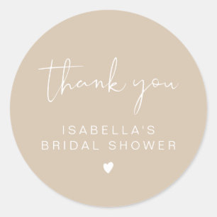 Adesivo Redondo Agradecimento Chuva de Noivas INDIE Boho Bege
