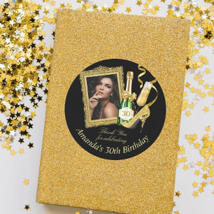 Adesivo Redondo Agradecimento de Aniversário com Saltos Altos e Ch