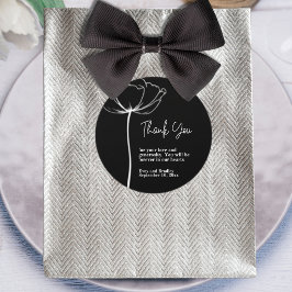 Adesivo Redondo Agradecimento de Casamento Floral Branco com Fundo