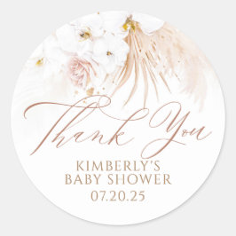 Adesivo Redondo Agradecimento de casamento floral exótico Boho