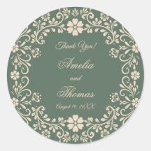 Agradecimento de casamento floral verde rústico