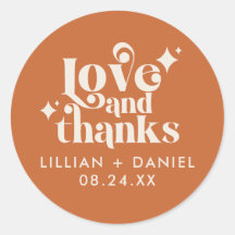 Agradecimento de Casamento Laranja e Creme Moderno