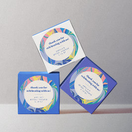 Adesivo Redondo Agradecimento de Chá de Noiva Colorido e Abstrato 