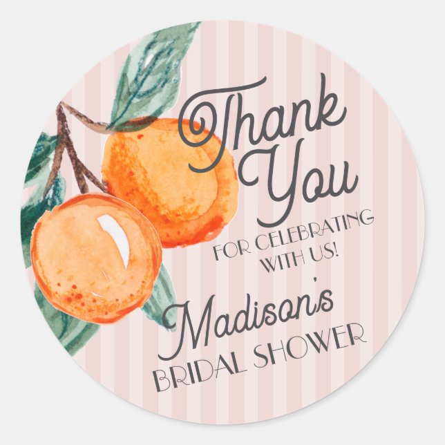 Adesivo Redondo Agradecimento de Chá de Panela Rosa Cute Principal (Frente)