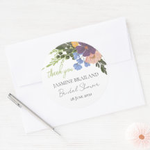 Agradecimento de Chuveiro de Noiva com Floral Roxa