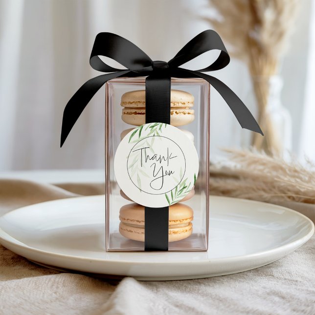 Adesivo Redondo Agradecimento de Noiva com aguarela elegante de fo (Criador carregado)