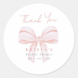 Adesivo Redondo Agradecimento de Noivado com Laço Oversize Blush