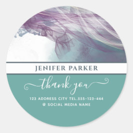 Adesivo Redondo Agradecimento de roteiro moderno abstrato contempo