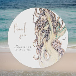 Adesivo Redondo Agradecimento de Sereia Sexy em Aquarela
