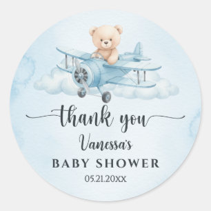 Adesivo Redondo Agradecimento do Chá de Bebê do Urso Teddy de Pilo
