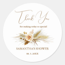Adesivo Redondo Agradecimento elegante boho de aguarela de grama d