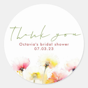 Adesivo Redondo Agradecimento Elegante de Flores Silvestres em Aqu