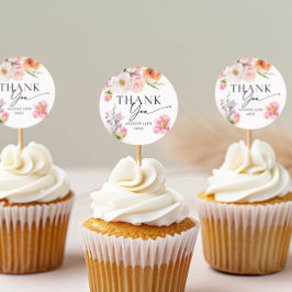 Adesivo Redondo Agradecimento Floral Colorido