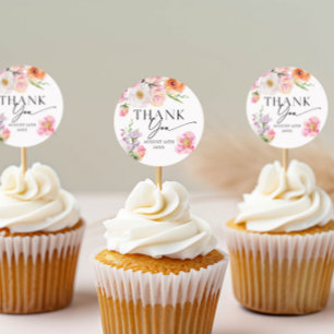 Adesivo Redondo Agradecimento Floral Colorido