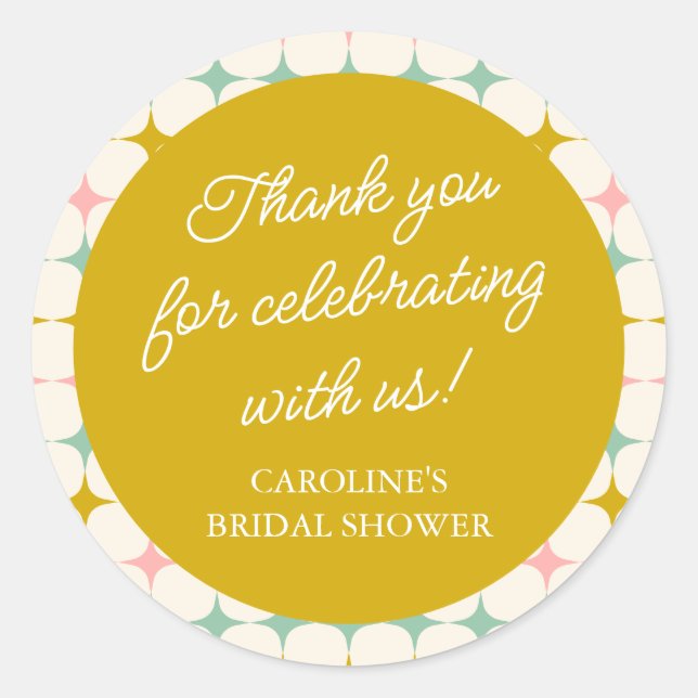 Adesivo Redondo Agradecimento Geométrico Vintage Personalizado Pas (Frente)