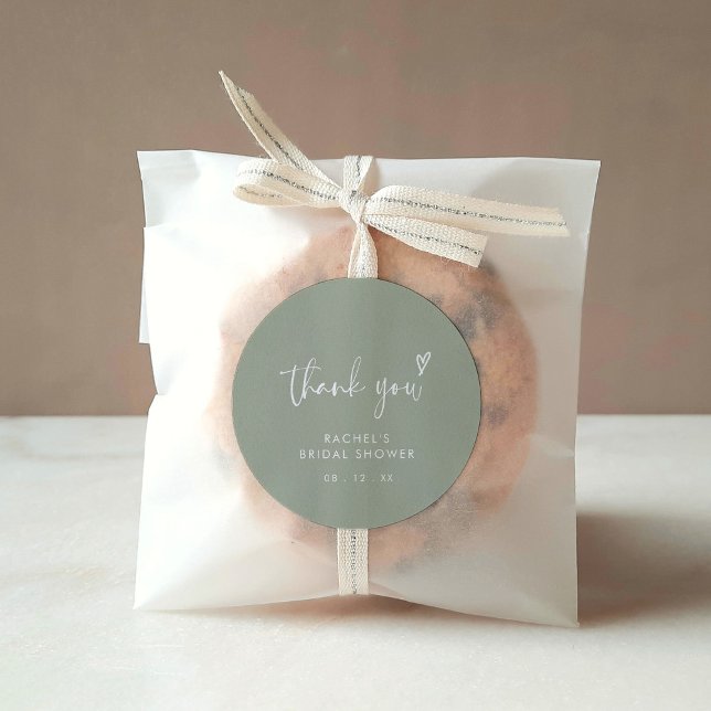 Adesivo Redondo Agradecimento Moderno Boho de Chuva de Noiva Verde (Criador carregado)