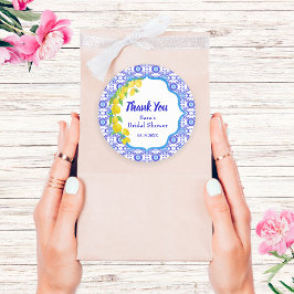 Adesivo Redondo Agradecimento Nupcial de Limões de Aguarela Amalfi